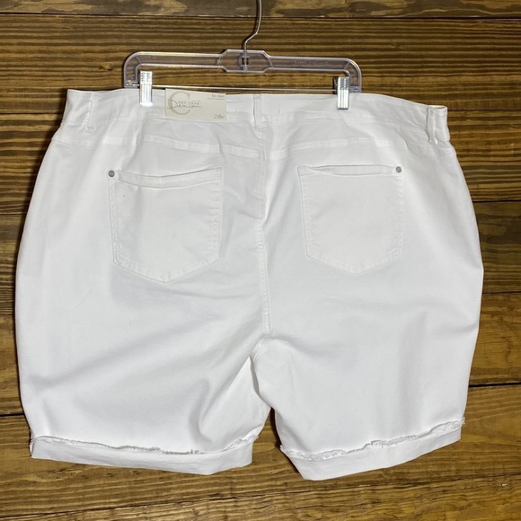 Plus Size White Distressed Denim Shorts - Picture 8 of 10
